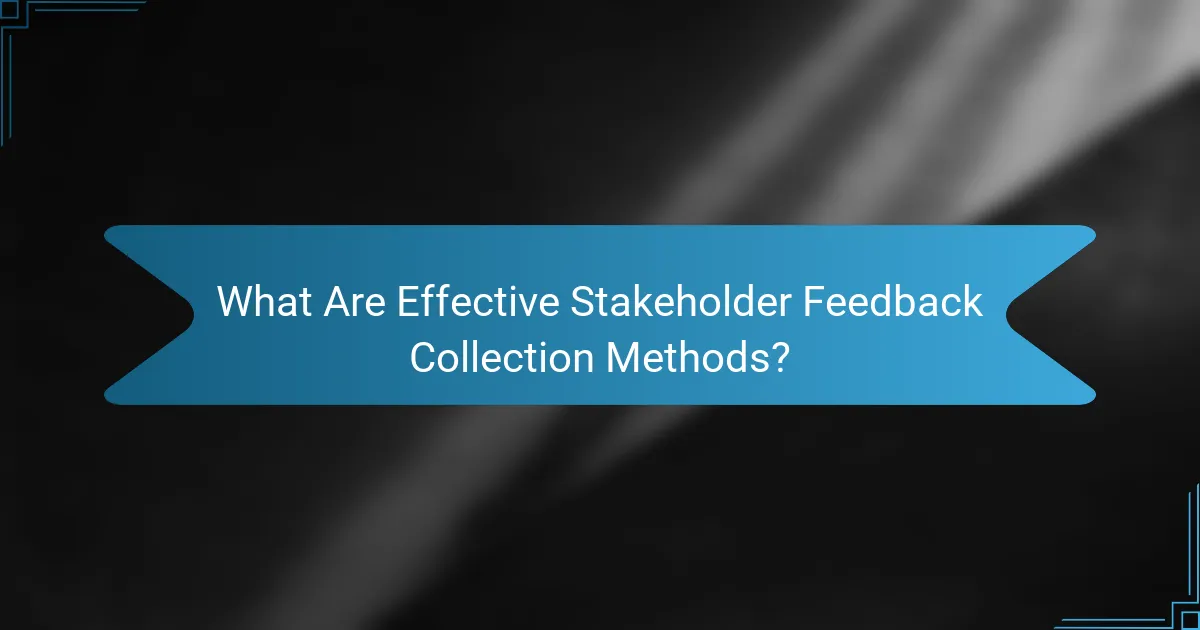 What Are Effective Stakeholder Feedback Collection Methods?